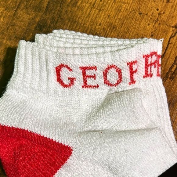 NWT 3 Pair UGA University of Georgia "GEORGIA" Men's Ankle Socks White Red 10-13 - Picture 3 of 4